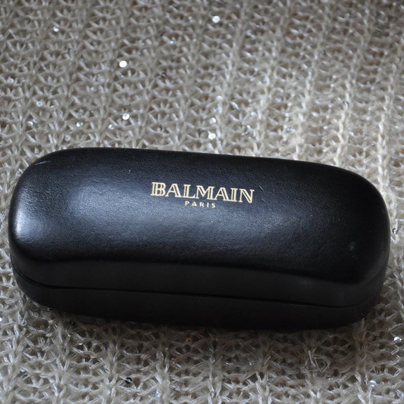 Balmain Paris Black Leather Hard Clamshell Sunglasses Case - Picture 1 of 7